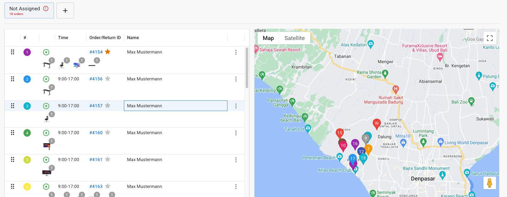 Driver app interface